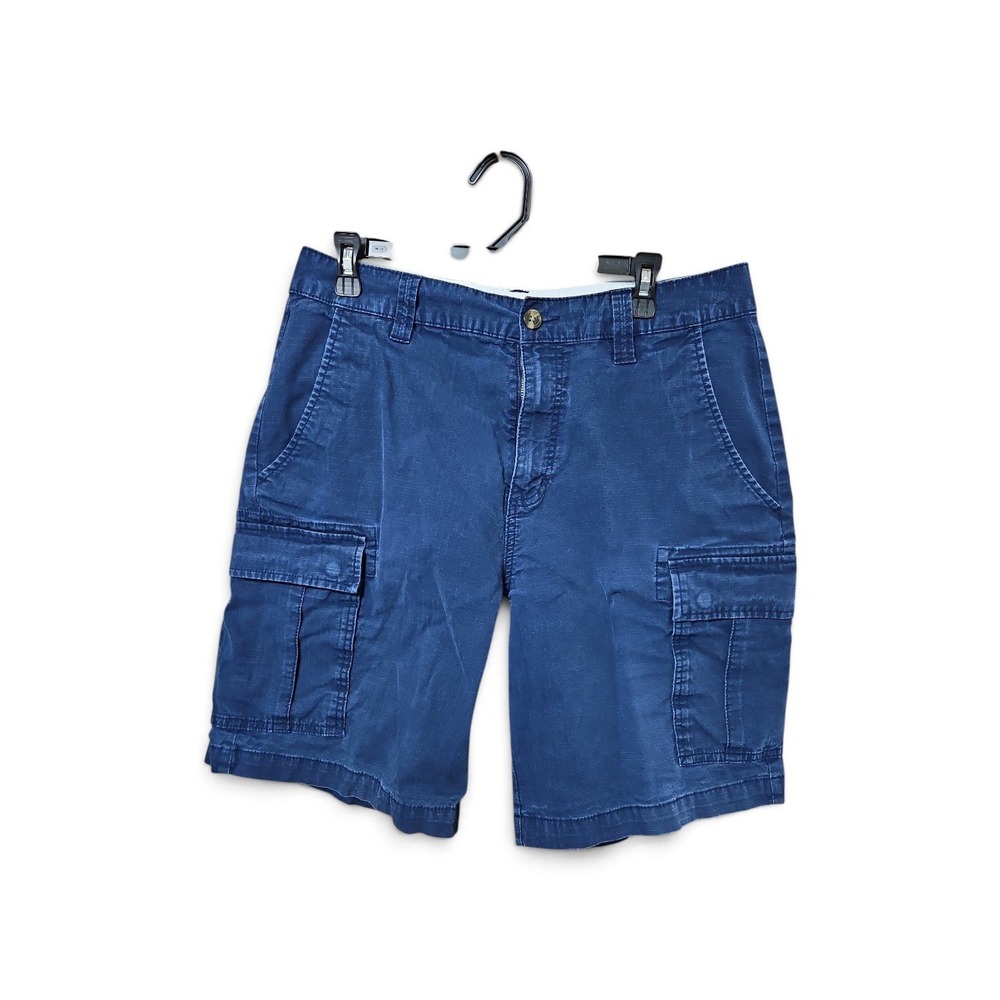 Mens Cargo Shorts Navy Blue Cotton Utility Pockets Casual Summer 34